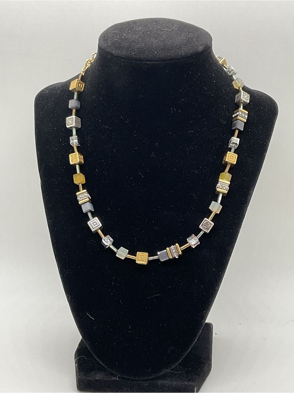 Brighton Silent Code Two-Tone Gold & Silver Cube Bead Necklace